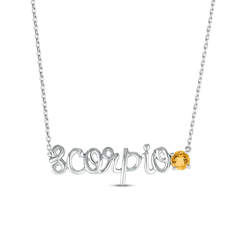 Citrine Zodiac Scorpio Necklace 10K White Gold 18"