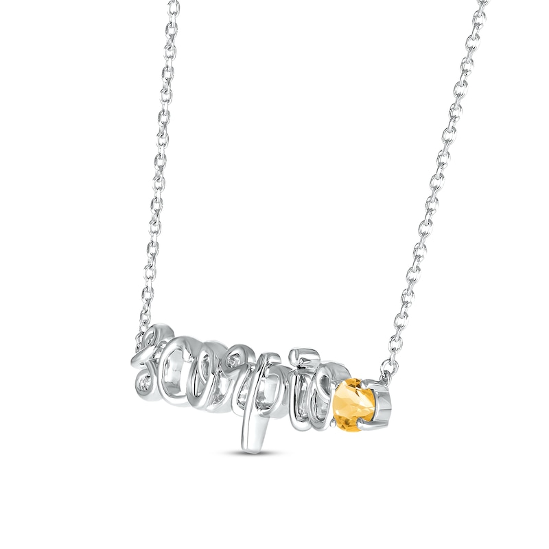 Citrine Zodiac Scorpio Necklace 10K White Gold 18"