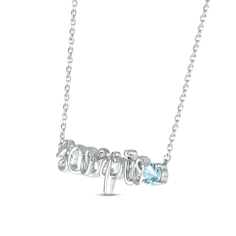 Main Image 2 of Aquamarine Zodiac Scorpio Necklace 10K White Gold 18"