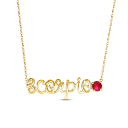 Lab-Created Ruby Zodiac Scorpio Necklace 10K Yellow Gold 18"