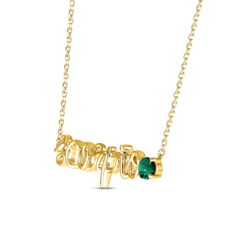 Lab-Created Emerald Zodiac Scorpio Necklace 10K Yellow Gold 18"