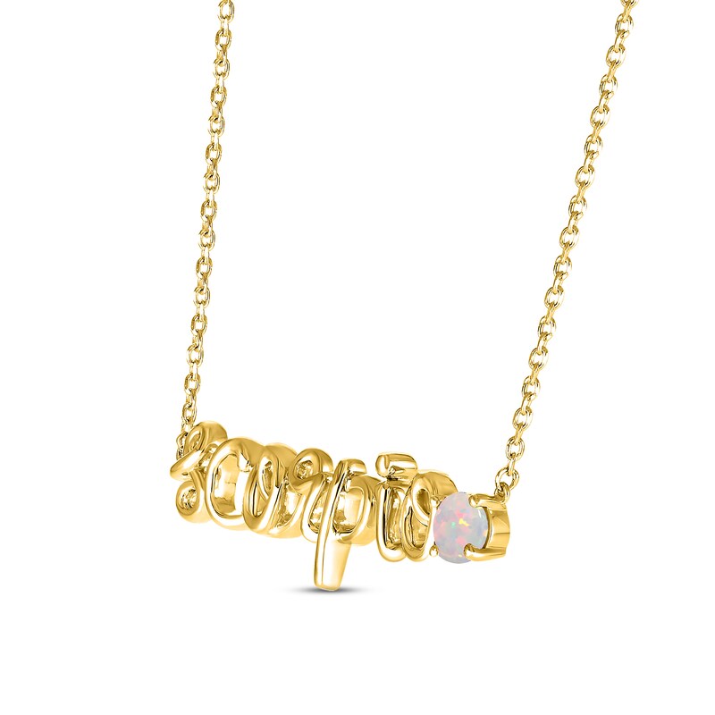 Main Image 2 of Lab-Created Opal Zodiac Scorpio Necklace 10K Yellow Gold 18"