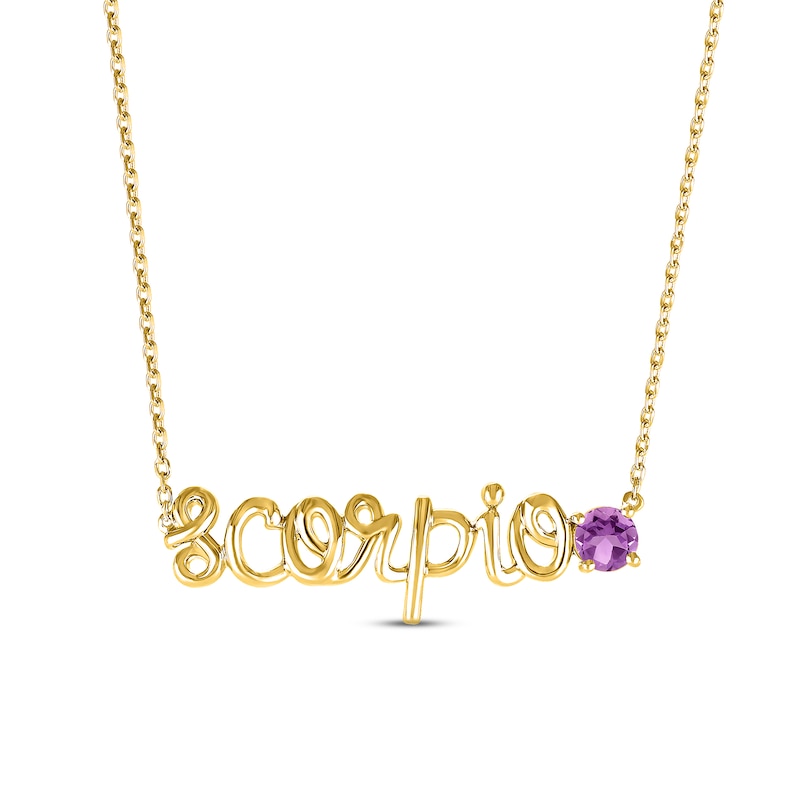 Main Image 1 of Amethyst Zodiac Scorpio Necklace 10K Yellow Gold 18"