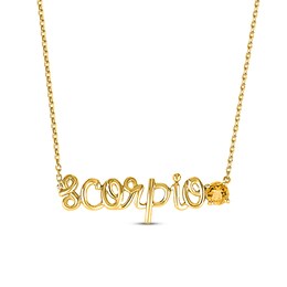Citrine Zodiac Scorpio Necklace 10K Yellow Gold 18"
