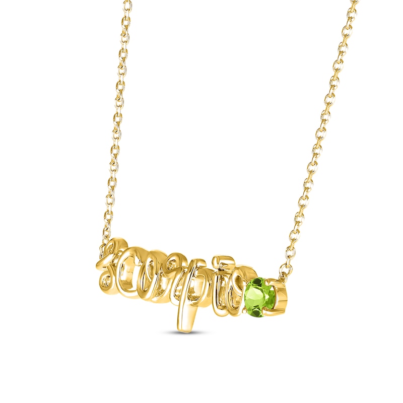 Peridot Zodiac Scorpio Necklace 10K Yellow Gold 18"