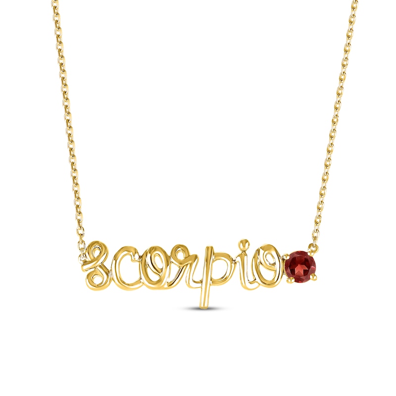 Main Image 1 of Garnet Zodiac Scorpio Necklace 10K Yellow Gold 18&quot;