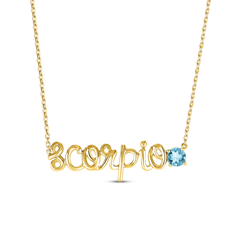 Main Image 1 of Swiss Blue Topaz Zodiac Scorpio Necklace 10K Yellow Gold 18&quot;