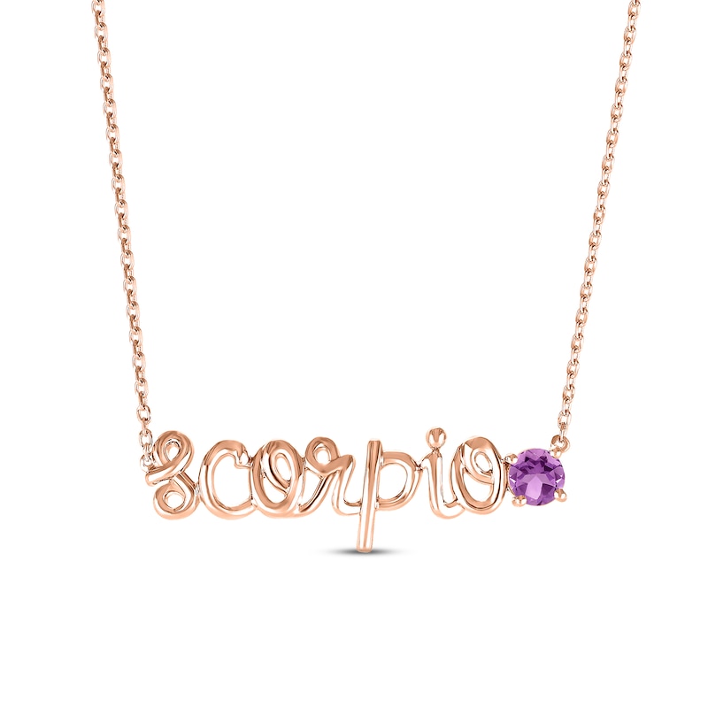 Main Image 1 of Amethyst Zodiac Scorpio Necklace 10K Rose Gold 18"