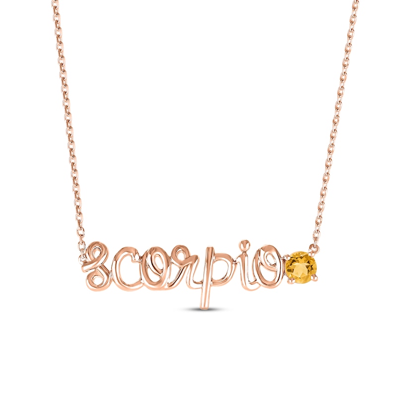 Citrine Zodiac Scorpio Necklace 10K Rose Gold 18"