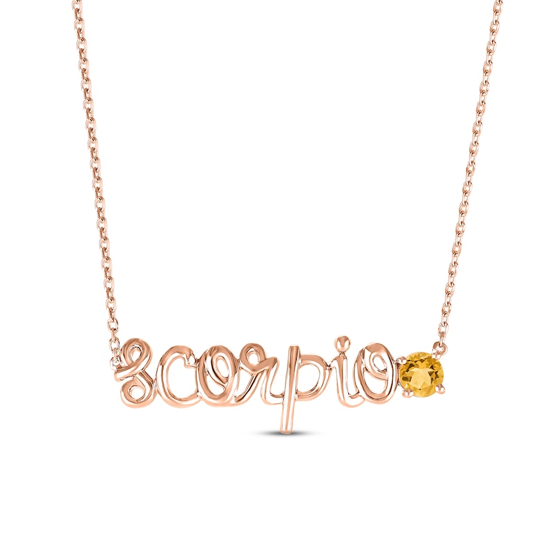 Main Image 1 of Citrine Zodiac Scorpio Necklace 10K Rose Gold 18&quot;