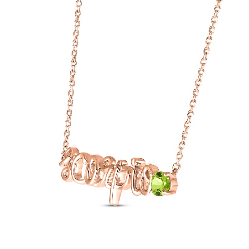 Peridot Zodiac Scorpio Necklace 10K Rose Gold 18"