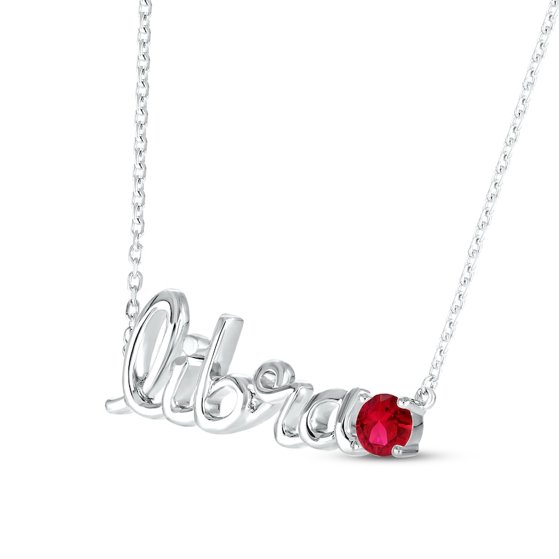 Main Image 2 of Lab-Created Ruby Zodiac Libra Necklace 10K White Gold 18&quot;