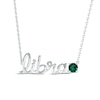 Thumbnail Image 0 of Lab-Created Emerald Zodiac Libra Necklace 10K White Gold 18"
