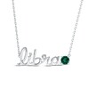 Thumbnail Image 1 of Lab-Created Emerald Zodiac Libra Necklace 10K White Gold 18"