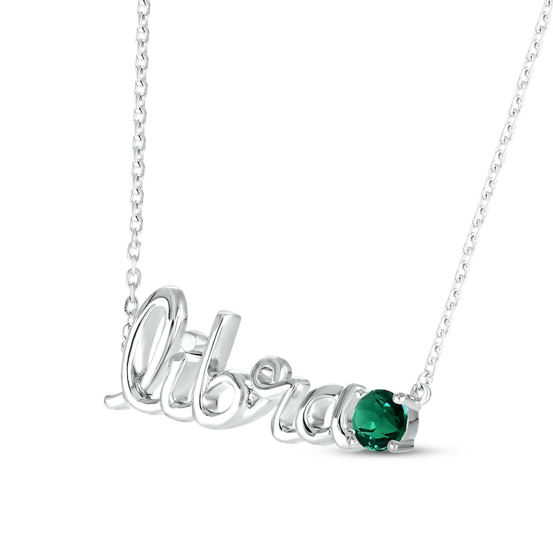 Lab-Created Emerald Zodiac Libra Necklace 10K White Gold 18"