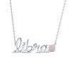 Thumbnail Image 0 of Lab-Created Opal Zodiac Libra Necklace 10K White Gold 18"