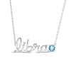 Swiss Blue Topaz Zodiac Libra Necklace 10K White Gold 18"