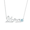 Thumbnail Image 1 of Aquamarine Zodiac Libra Necklace 10K White Gold 18"