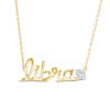 White Lab-Created Sapphire Zodiac Libra Necklace 10K Yellow Gold 18"