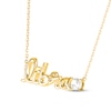 Thumbnail Image 2 of White Lab-Created Sapphire Zodiac Libra Necklace 10K Yellow Gold 18&quot;