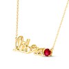 Thumbnail Image 1 of Lab-Created Ruby Zodiac Libra Necklace 10K Yellow Gold 18"