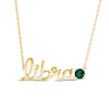 Thumbnail Image 0 of Lab-Created Emerald Zodiac Libra Necklace 10K Yellow Gold 18"