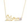 Lab-Created Opal Zodiac Libra Necklace 10K Yellow Gold 18"
