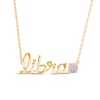 Thumbnail Image 1 of Lab-Created Opal Zodiac Libra Necklace 10K Yellow Gold 18&quot;