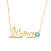 Swiss Blue Topaz Zodiac Libra Necklace 10K Yellow Gold 18"