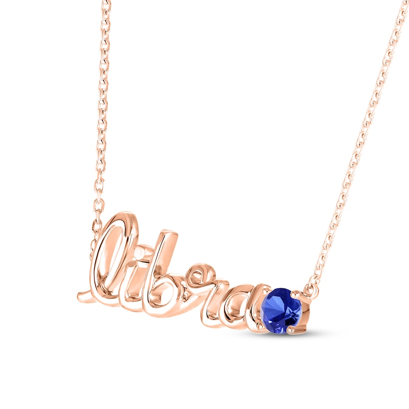 Main Image 2 of Blue Lab-Created Sapphire Zodiac Libra Necklace 10K Rose Gold 18&quot;