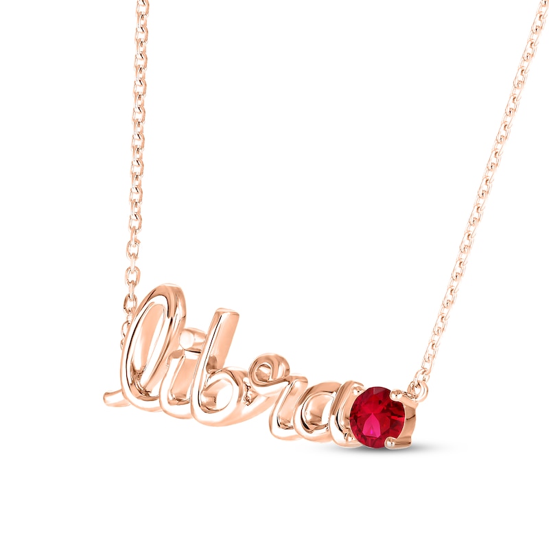 Lab-Created Ruby Zodiac Libra Necklace 10K Rose Gold 18"