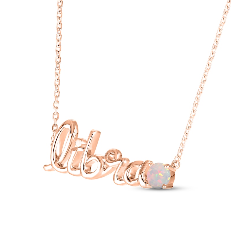 Lab-Created Opal Zodiac Libra Necklace 10K Rose Gold 18"