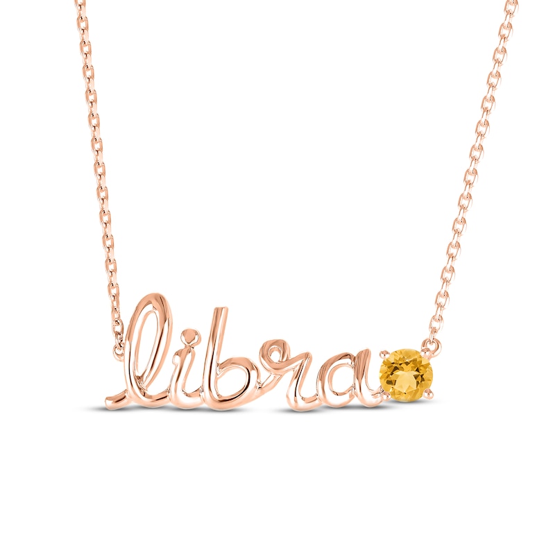 Main Image 1 of Citrine Zodiac Libra Necklace 10K Rose Gold 18&quot;