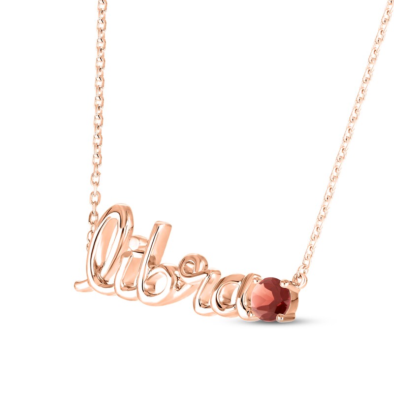 Main Image 2 of Garnet Zodiac Libra Necklace 10K Rose Gold 18&quot;
