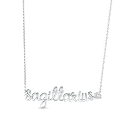 White Lab-Created Sapphire Zodiac Sagittarius Necklace Sterling Silver 18"
