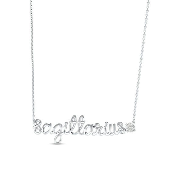 White Lab-Created Sapphire Zodiac Sagittarius Necklace Sterling Silver 18"