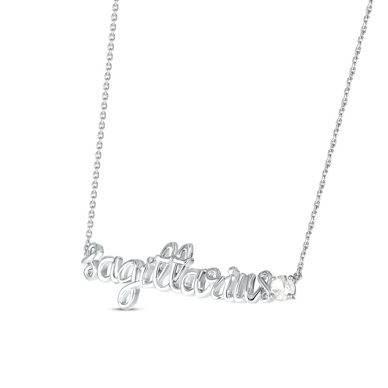 Main Image 2 of White Lab-Created Sapphire Zodiac Sagittarius Necklace Sterling Silver 18&quot;