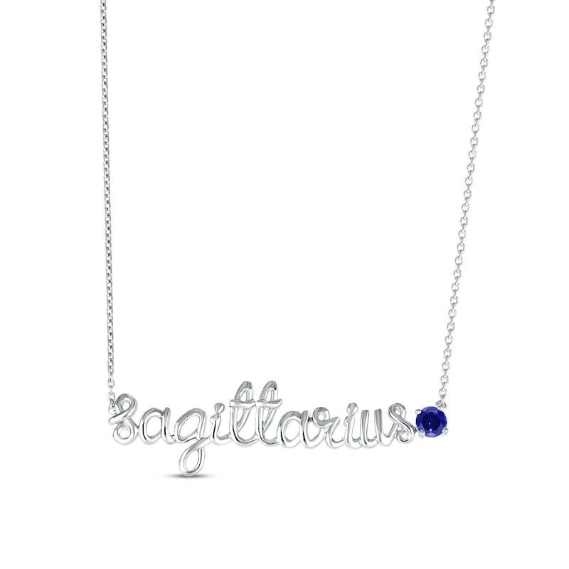 Main Image 1 of Blue Lab-Created Sapphire Zodiac Sagittarius Necklace Sterling Silver 18"