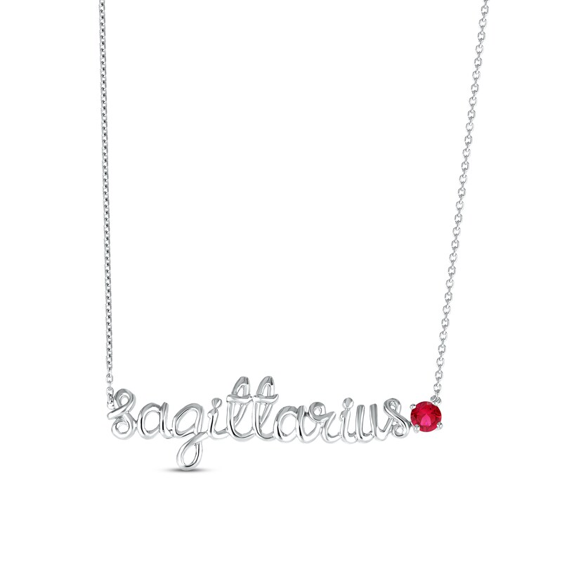Main Image 1 of Lab-Created Ruby Zodiac Sagittarius Necklace Sterling Silver 18&quot;