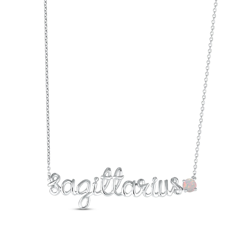 Main Image 1 of Lab-Created Opal Zodiac Sagittarius Necklace Sterling Silver 18&quot;