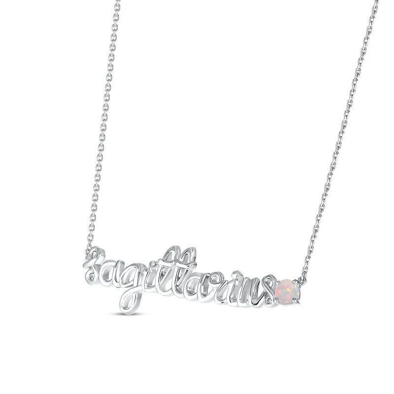 Main Image 2 of Lab-Created Opal Zodiac Sagittarius Necklace Sterling Silver 18&quot;