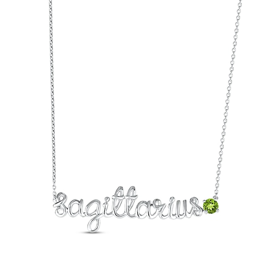 Peridot Zodiac Sagittarius Necklace Sterling Silver 18"