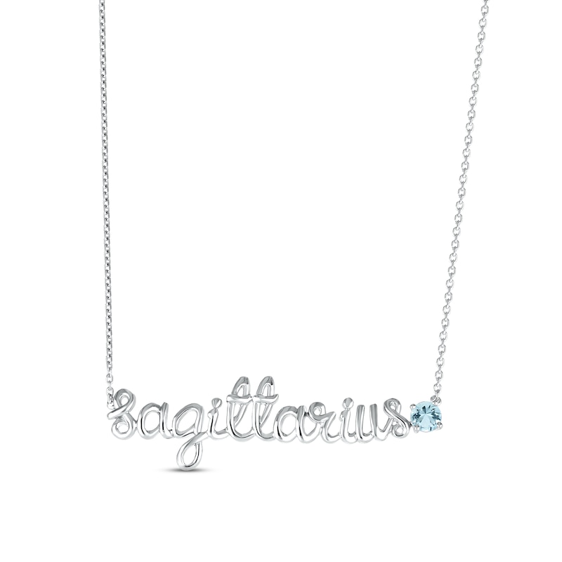 Main Image 1 of Aquamarine Zodiac Sagittarius Necklace Sterling Silver 18&quot;