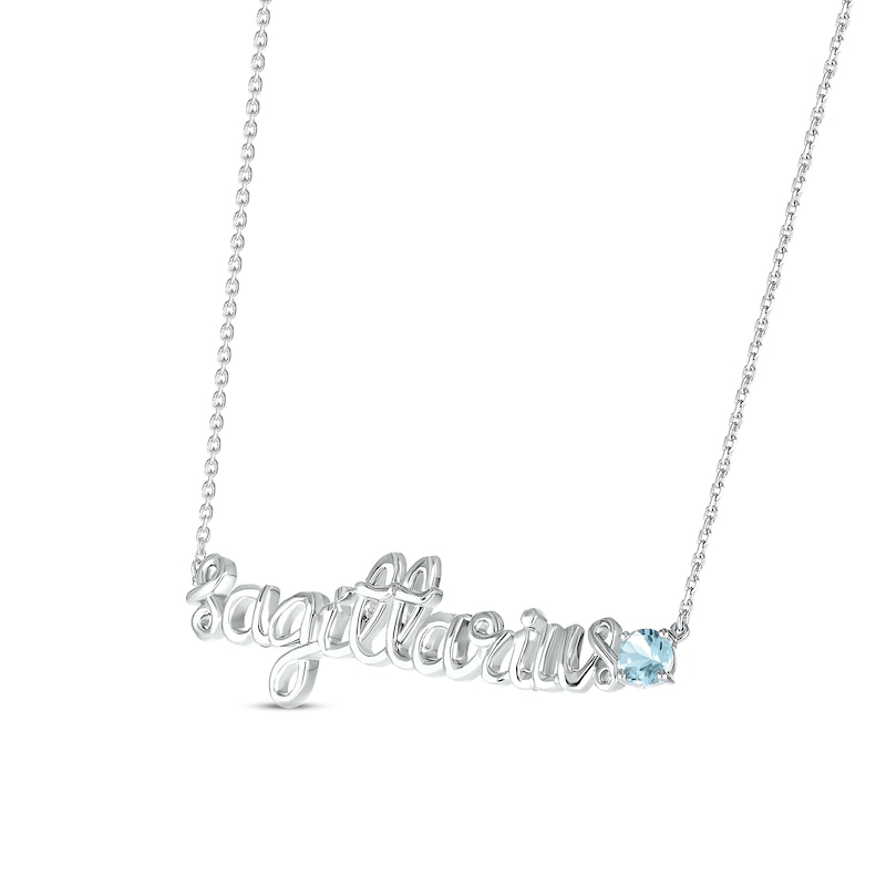 Aquamarine Zodiac Sagittarius Necklace Sterling Silver 18"