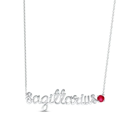 Lab-Created Ruby Zodiac Sagittarius Necklace 10K White Gold 18"