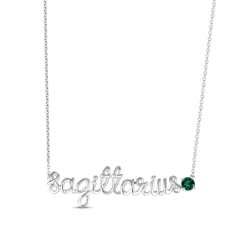 Main Image 1 of Lab-Created Emerald Zodiac Sagittarius Necklace 10K White Gold 18&quot;