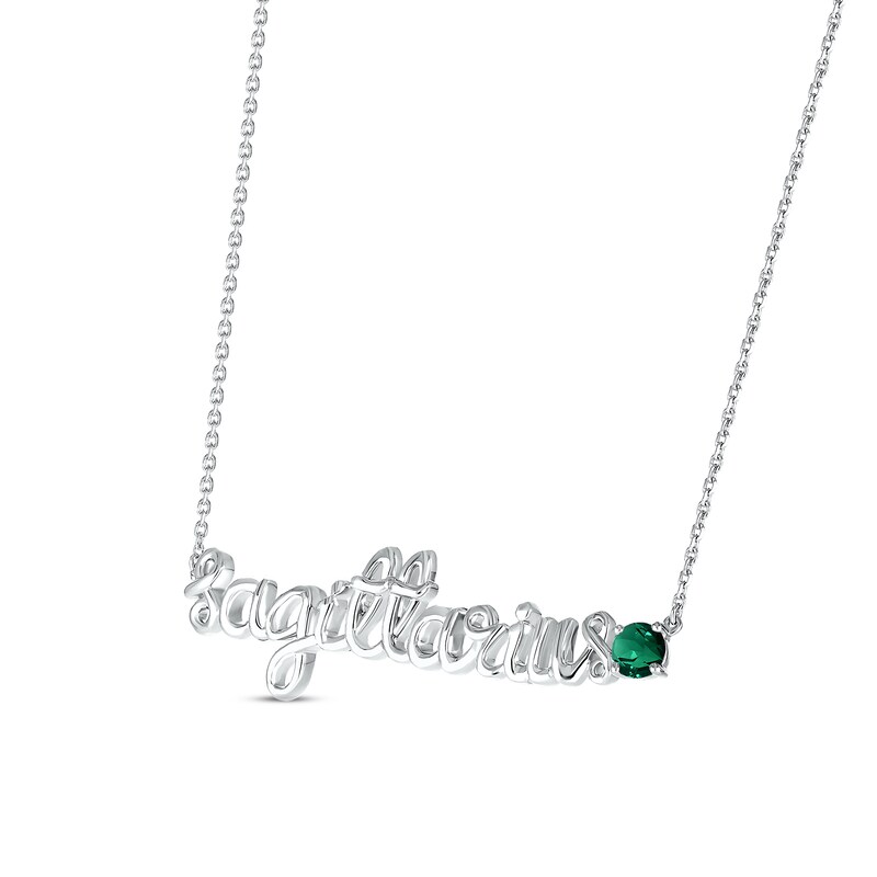 Main Image 2 of Lab-Created Emerald Zodiac Sagittarius Necklace 10K White Gold 18&quot;