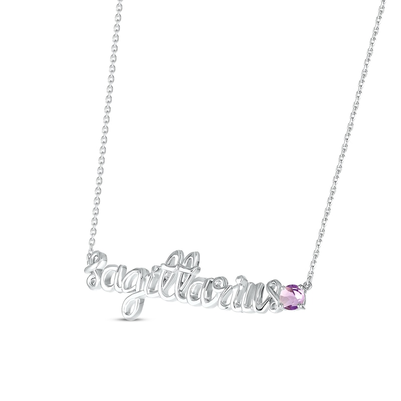 Main Image 2 of Amethyst Zodiac Sagittarius Necklace 10K White Gold 18"