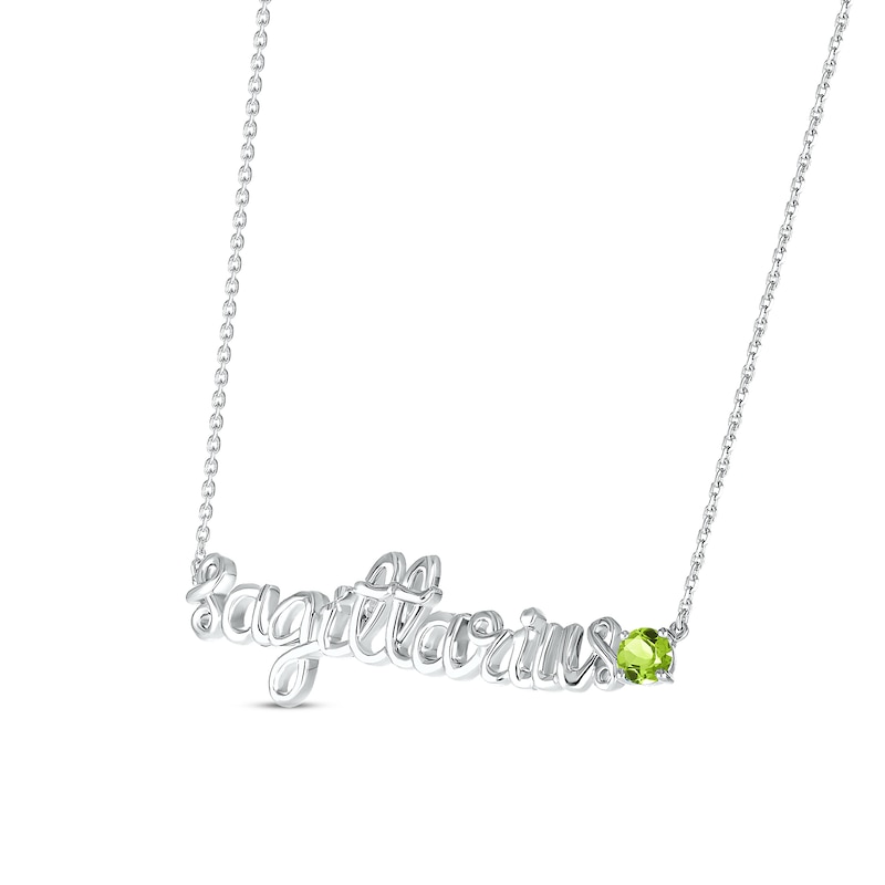 Peridot Zodiac Sagittarius Necklace 10K White Gold 18"