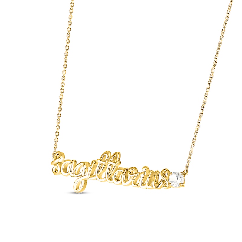 Main Image 2 of White Lab-Created Sapphire Zodiac Sagittarius Necklace 10K Yellow Gold 18&quot;